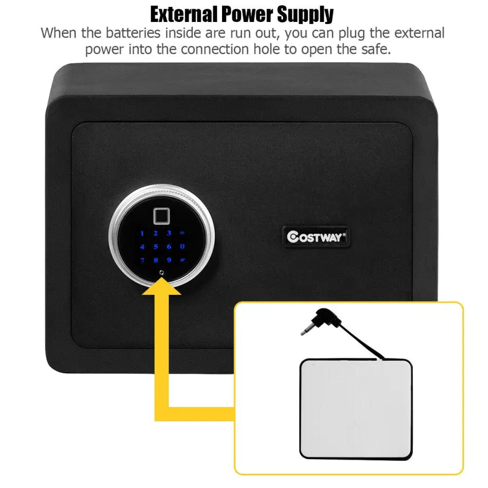 2-Layer Security Safe Deposit Box with Inner LED Light - Black - Safe Box