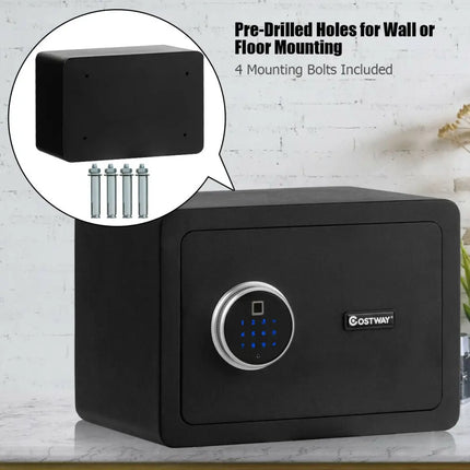 2-Layer Security Safe Deposit Box with Inner LED Light - Black - Safe Box