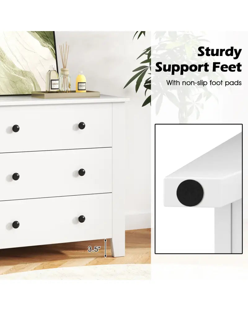 2-Pack 3 Drawer Dresser Chest of Drawers Bedside Table-White - White - Dressers & Chests