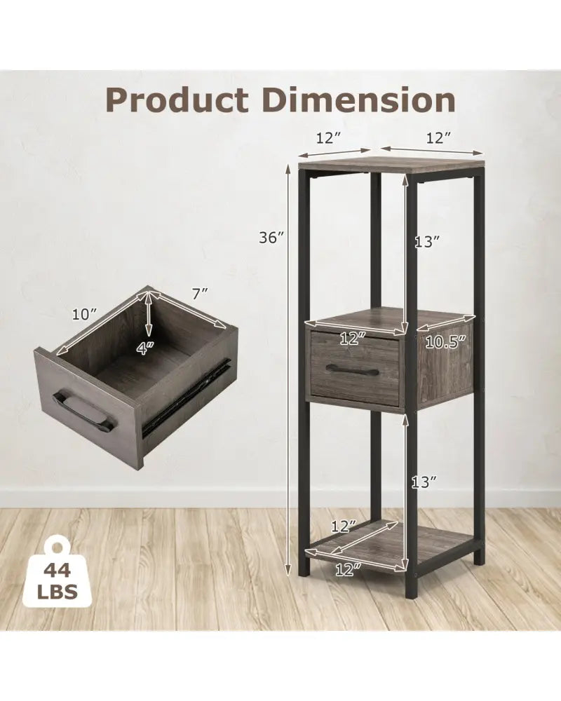 2 Pack 3 Tier Tall Metal Plant Stand with Drawer and Display Shelf-Gray - Gray - Plant Stands