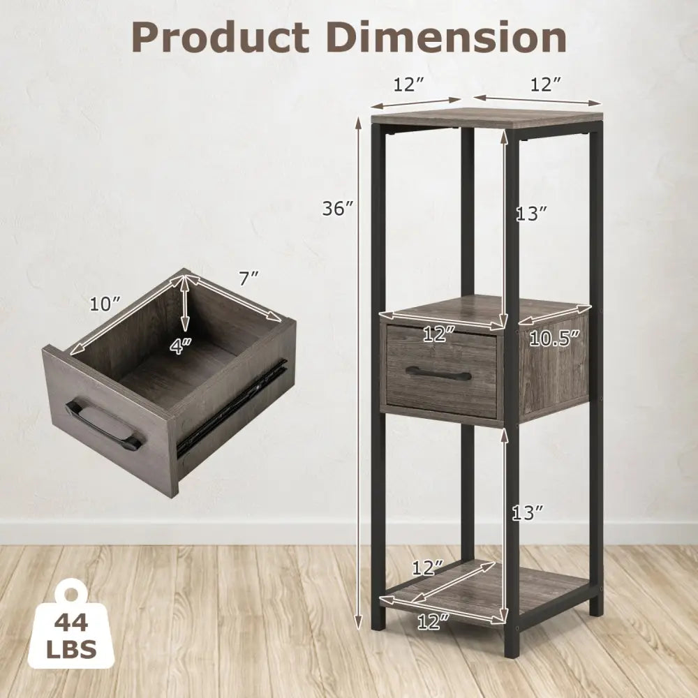 2 Pack 3 Tier Tall Metal Plant Stand with Drawer and Display Shelf-Gray - Gray - Plant Stands