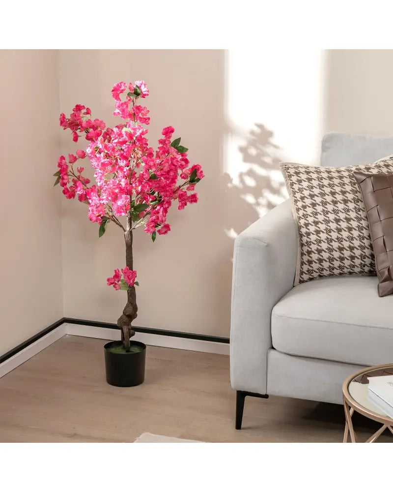 2 Pack 41 Inch Artificial Plum Blossom Tree Fake Floral Plant with 92 Flowers-Red - Red - Faux Plants