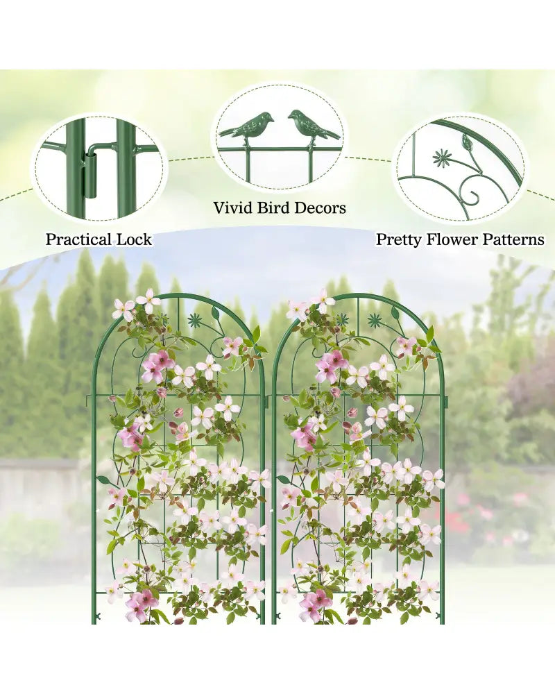 2 Pack 71 x 20 Inch Metal Garden Trellis Rustproof Plant Support for Climbing Plants-Green - Green - Plant Supports