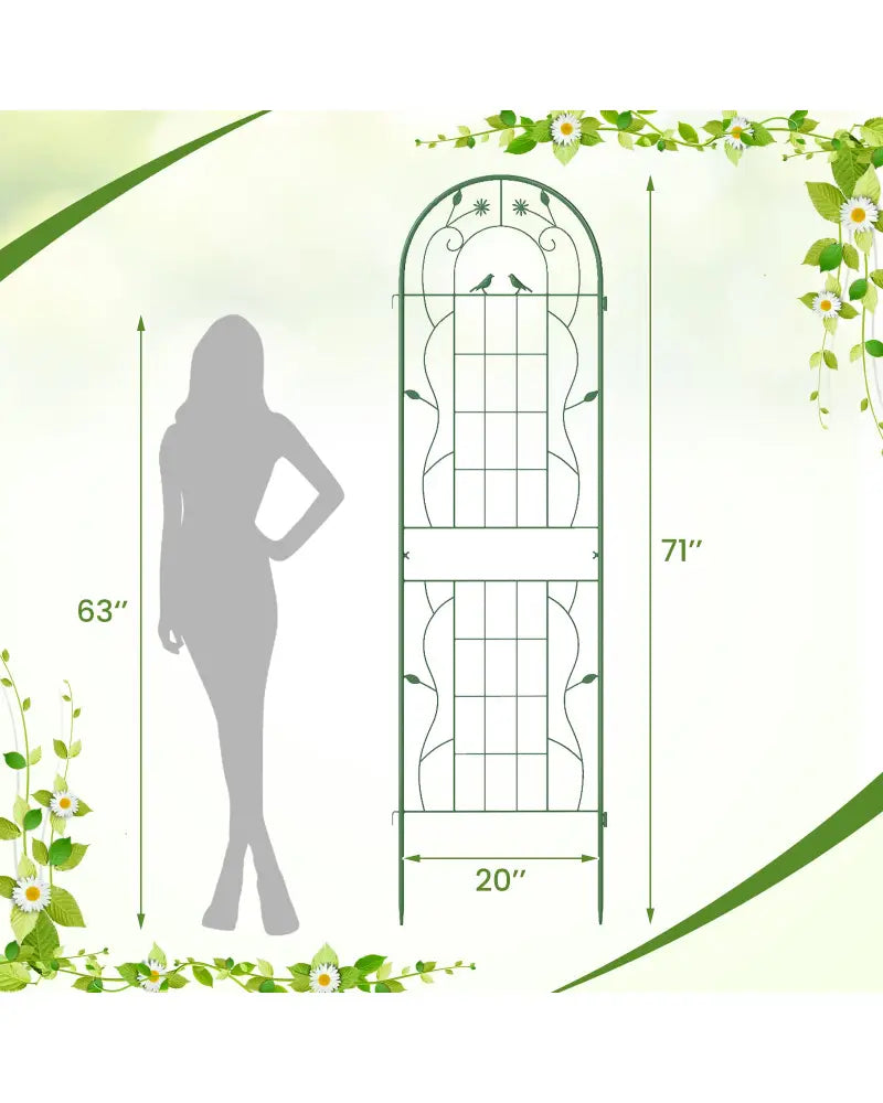 2 Pack 71 x 20 Inch Metal Garden Trellis Rustproof Plant Support for Climbing Plants-Green - Green - Plant Supports