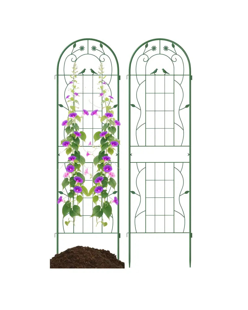 2 Pack 71 x 20 Inch Metal Garden Trellis Rustproof Plant Support for Climbing Plants-Green - Green - Plant Supports
