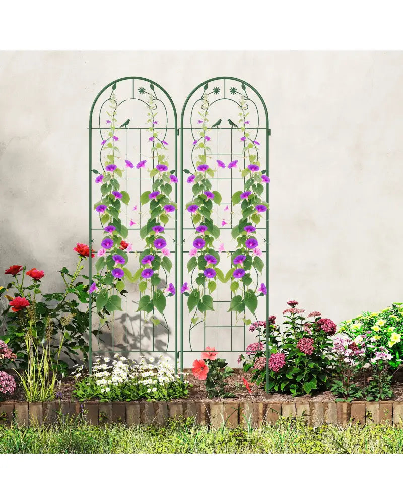 2 Pack 71 x 20 Inch Metal Garden Trellis Rustproof Plant Support for Climbing Plants-Green - Green - Plant Supports