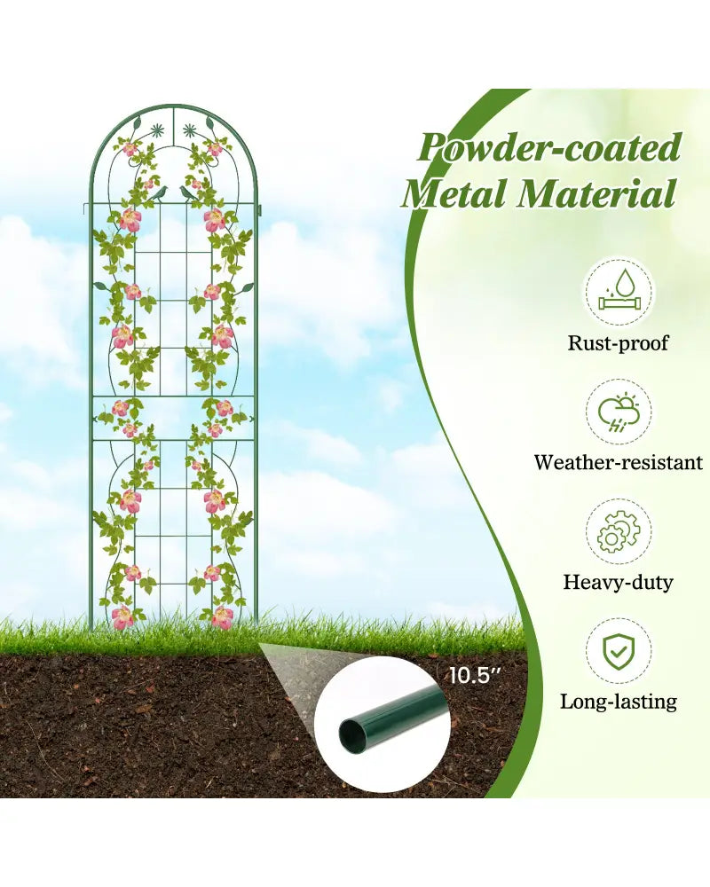 2 Pack 71 x 20 Inch Metal Garden Trellis Rustproof Plant Support for Climbing Plants-Green - Green - Plant Supports