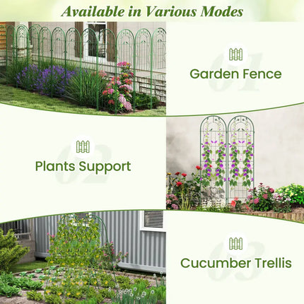 2 Pack 71 x 20 Inch Metal Garden Trellis Rustproof Plant Support for Climbing Plants-Green - Green - Plant Supports