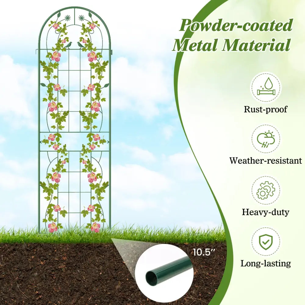 2 Pack 71 x 20 Inch Metal Garden Trellis Rustproof Plant Support for Climbing Plants-Green - Green - Plant Supports