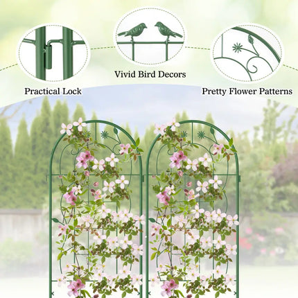 2 Pack 71 x 20 Inch Metal Garden Trellis Rustproof Plant Support for Climbing Plants-Green - Green - Plant Supports
