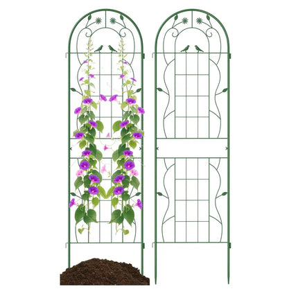 2 Pack 71 x 20 Inch Metal Garden Trellis Rustproof Plant Support for Climbing Plants-Green - Green - Plant Supports