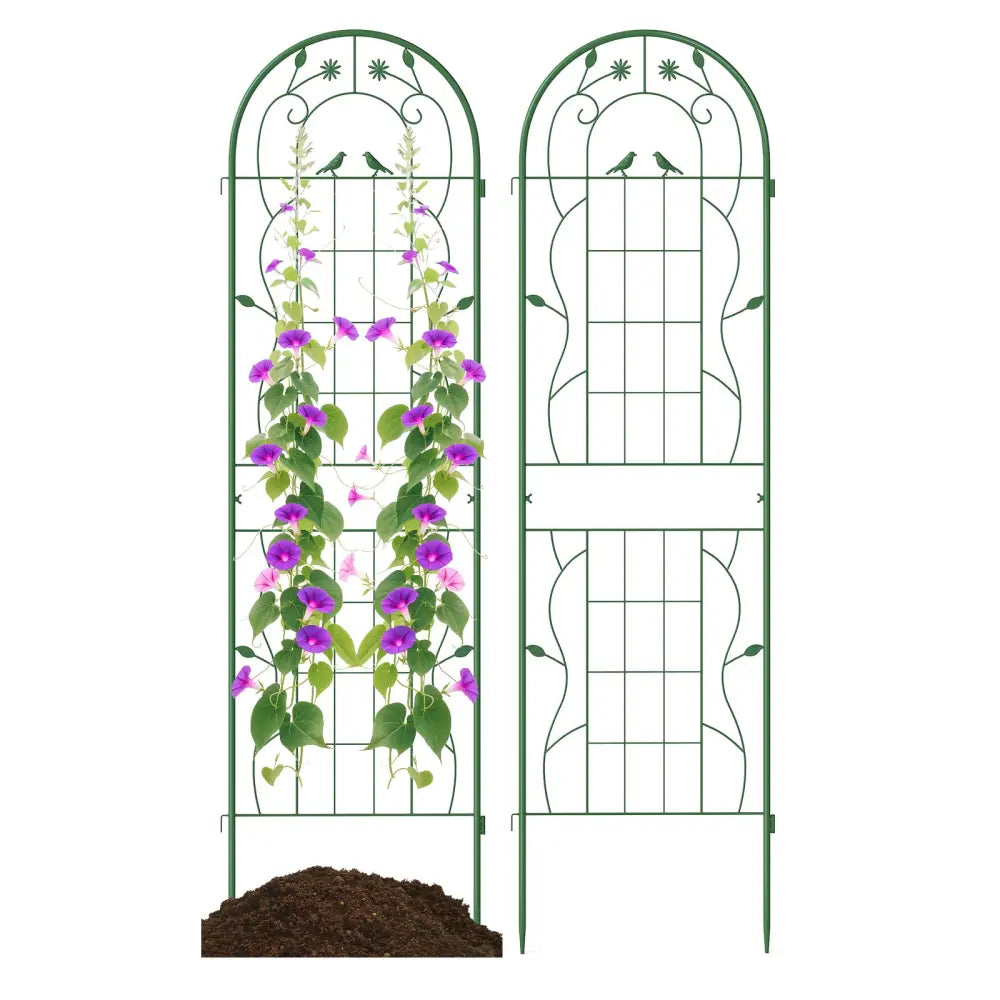 2 Pack 71 x 20 Inch Metal Garden Trellis Rustproof Plant Support for Climbing Plants-Green - Green - Plant Supports