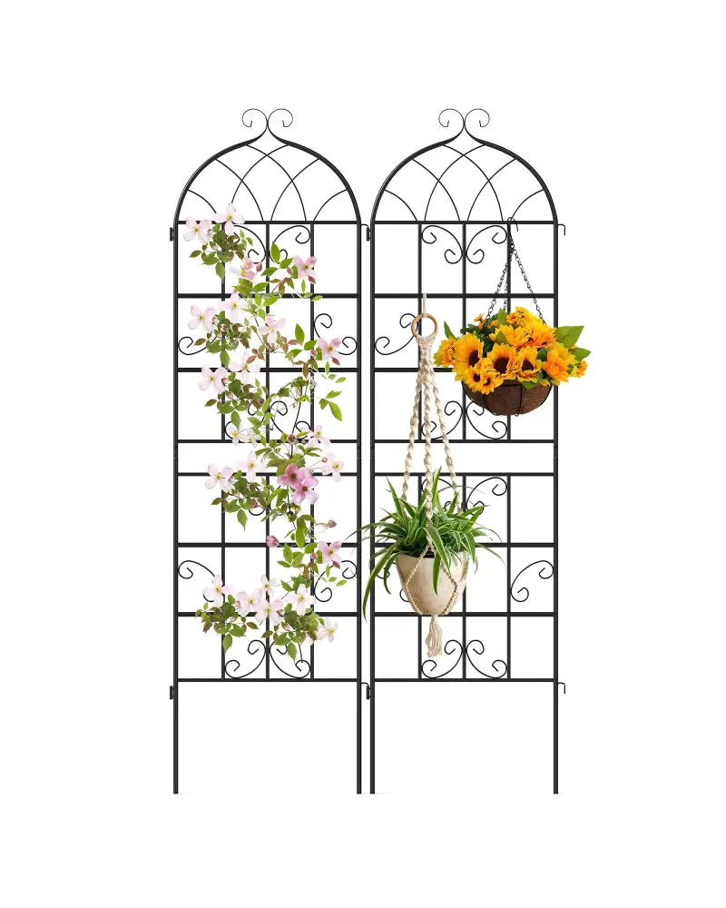 2 Pack 71’’ x 20’’ Metal Garden Trellis for Outdoor Climbing Plants - Black - Plant Supports