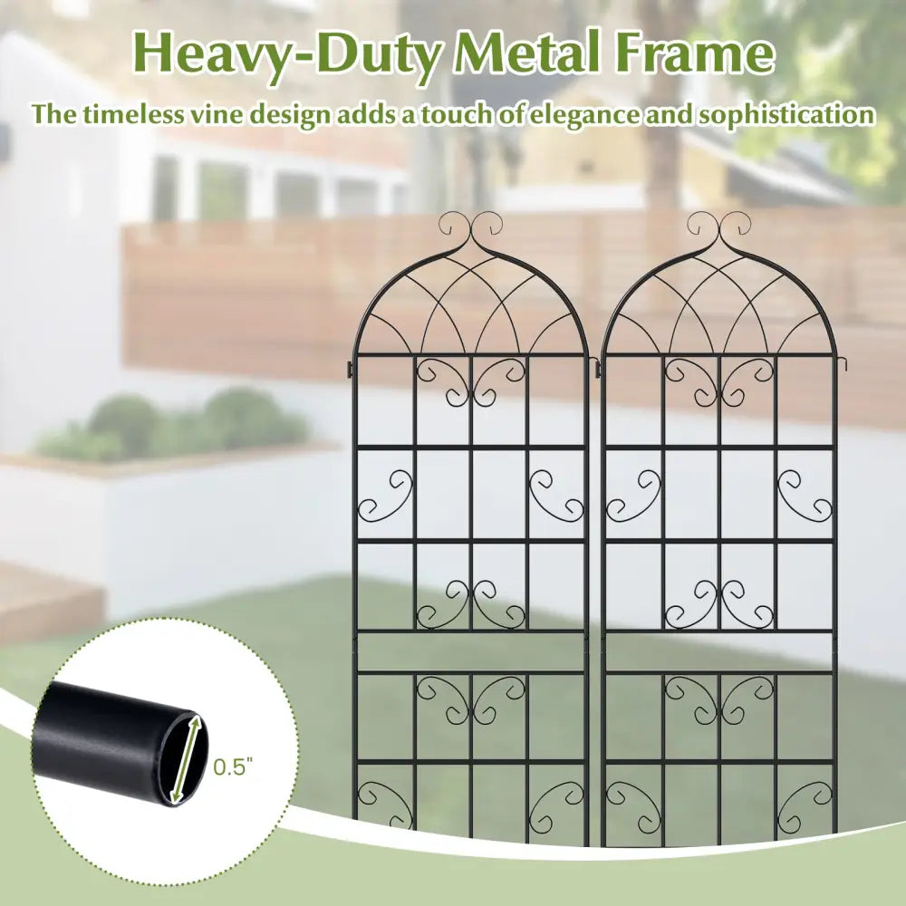 2 Pack 71’’ x 20’’ Metal Garden Trellis for Outdoor Climbing Plants - Black - Plant Supports