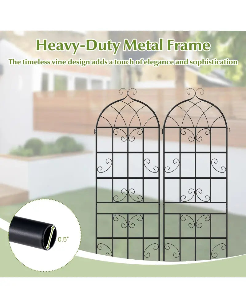 2 Pack 71’’ x 20’’ Metal Garden Trellis for Outdoor Climbing Plants - Black - Plant Supports