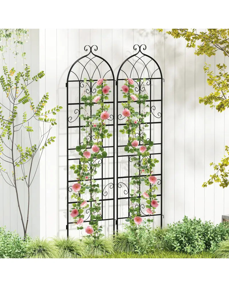 2 Pack 71’’ x 20’’ Metal Garden Trellis for Outdoor Climbing Plants - Black - Plant Supports