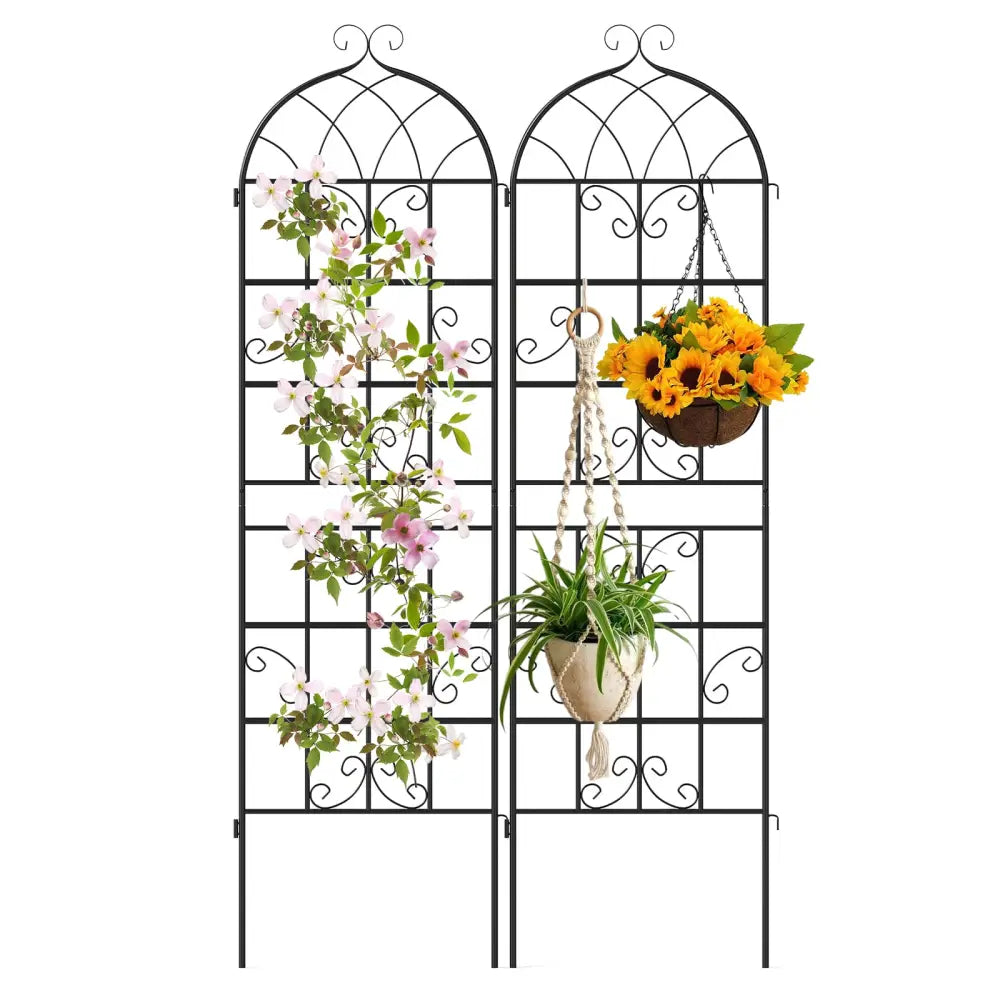 2 Pack 71’’ x 20’’ Metal Garden Trellis for Outdoor Climbing Plants - Black - Plant Supports