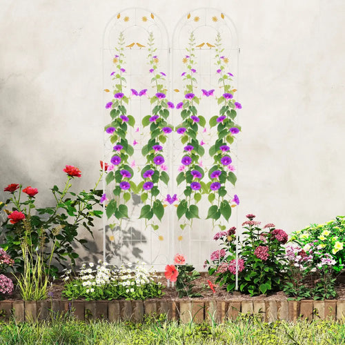 2 Pack 86.5 x 20 Inches Metal Garden Trellis for Climbing Plants-White - White - Plant Supports