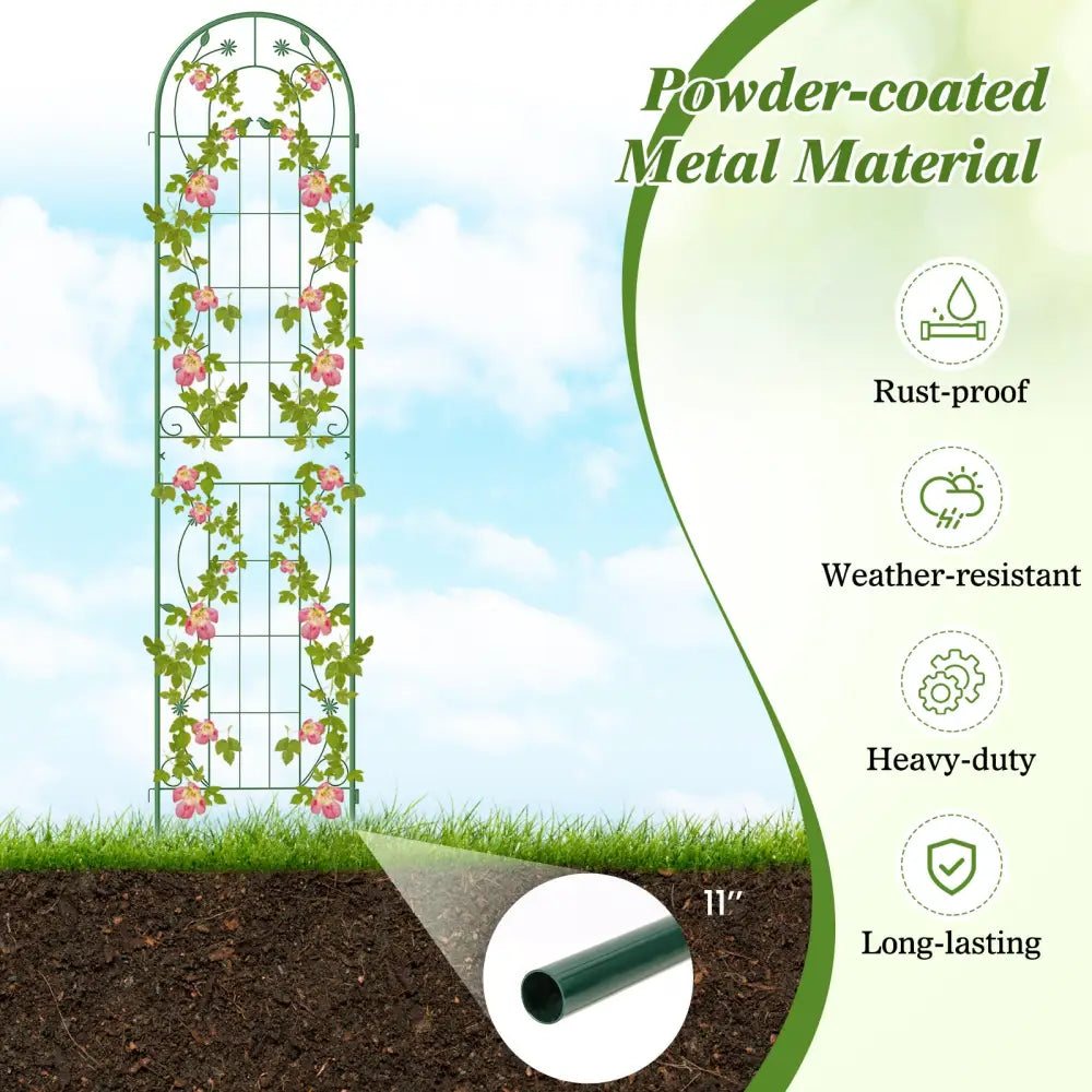 2 Pack 86.5 x 20 Inches Metal Garden Trellis for Climbing Plants-Green - Green - Plant Supports