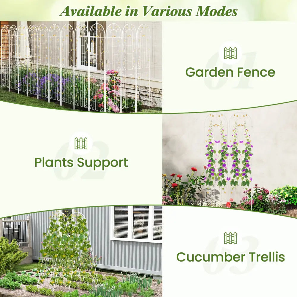 2 Pack 86.5 x 20 Inches Metal Garden Trellis for Climbing Plants-White - White - Plant Supports