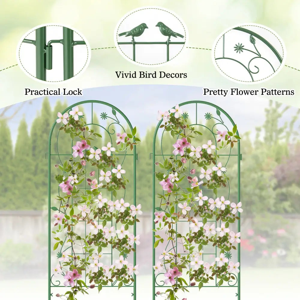 2 Pack 86.5 x 20 Inches Metal Garden Trellis for Climbing Plants-Green - Green - Plant Supports