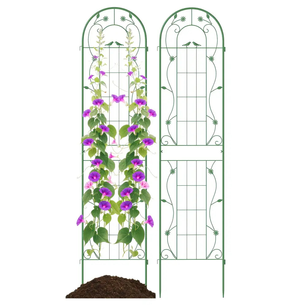 2 Pack 86.5 x 20 Inches Metal Garden Trellis for Climbing Plants-Green - Green - Plant Supports
