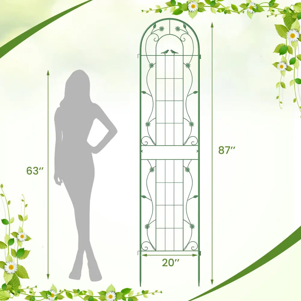 2 Pack 86.5 x 20 Inches Metal Garden Trellis for Climbing Plants-Green - Green - Plant Supports