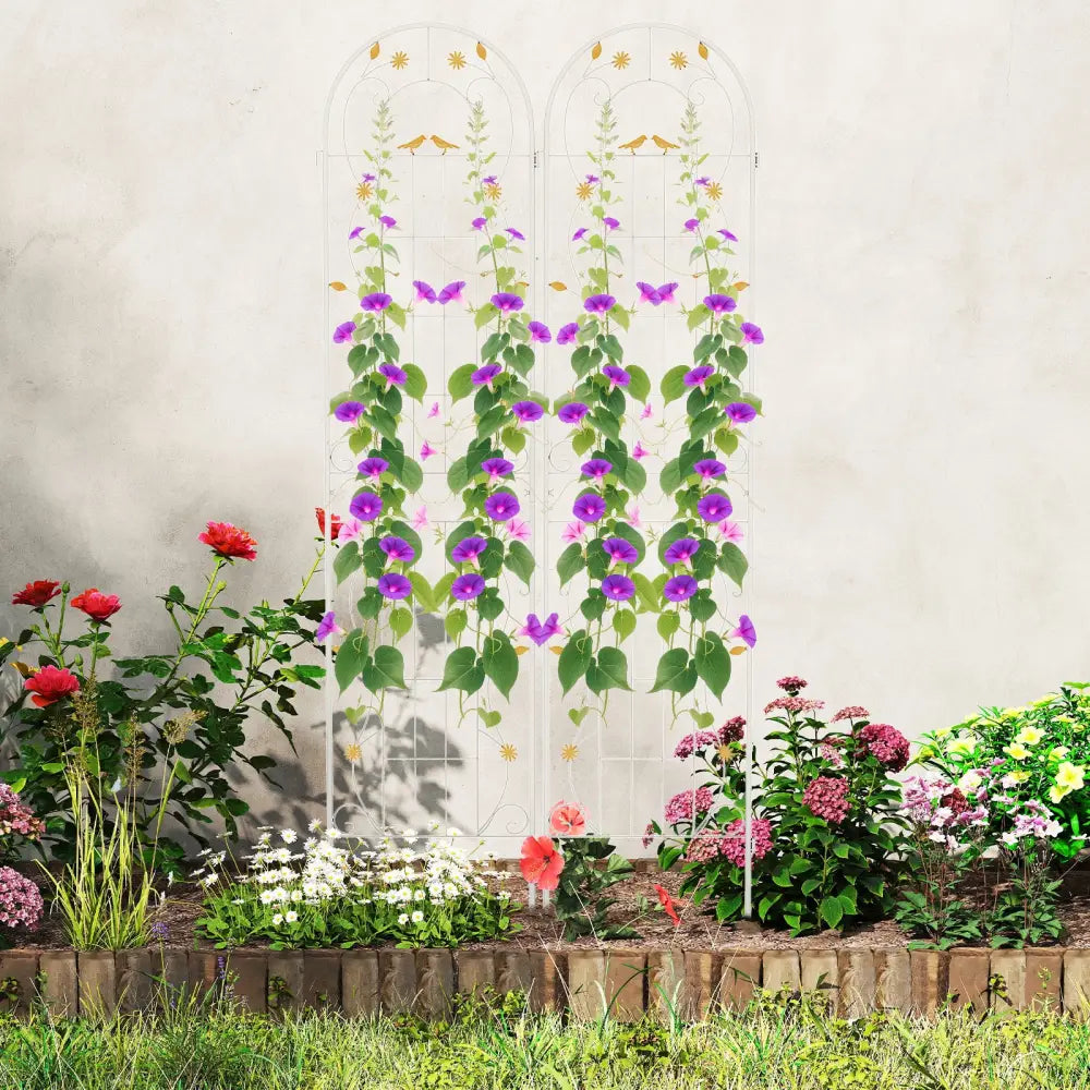 2 Pack 86.5 x 20 Inches Metal Garden Trellis for Climbing Plants-White - White - Plant Supports