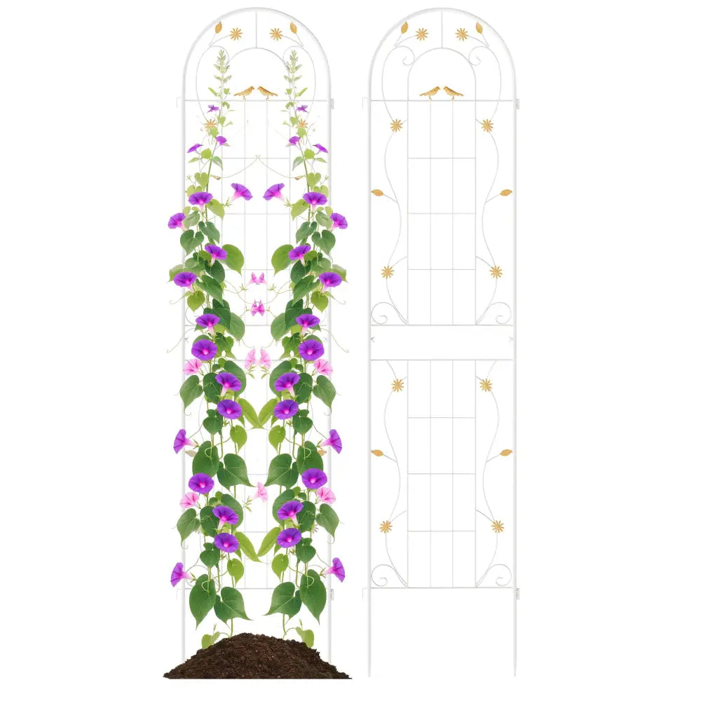 2 Pack 86.5 x 20 Inches Metal Garden Trellis for Climbing Plants-White - White - Plant Supports