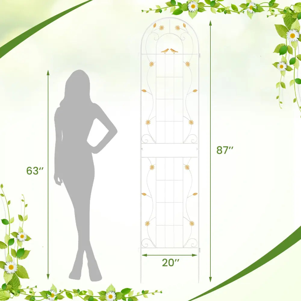 2 Pack 86.5 x 20 Inches Metal Garden Trellis for Climbing Plants-White - White - Plant Supports