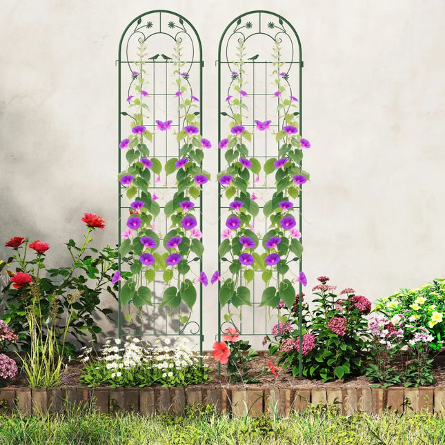2 Pack 86.5 x 20 Inches Metal Garden Trellis for Climbing Plants-Green - Green - Plant Supports