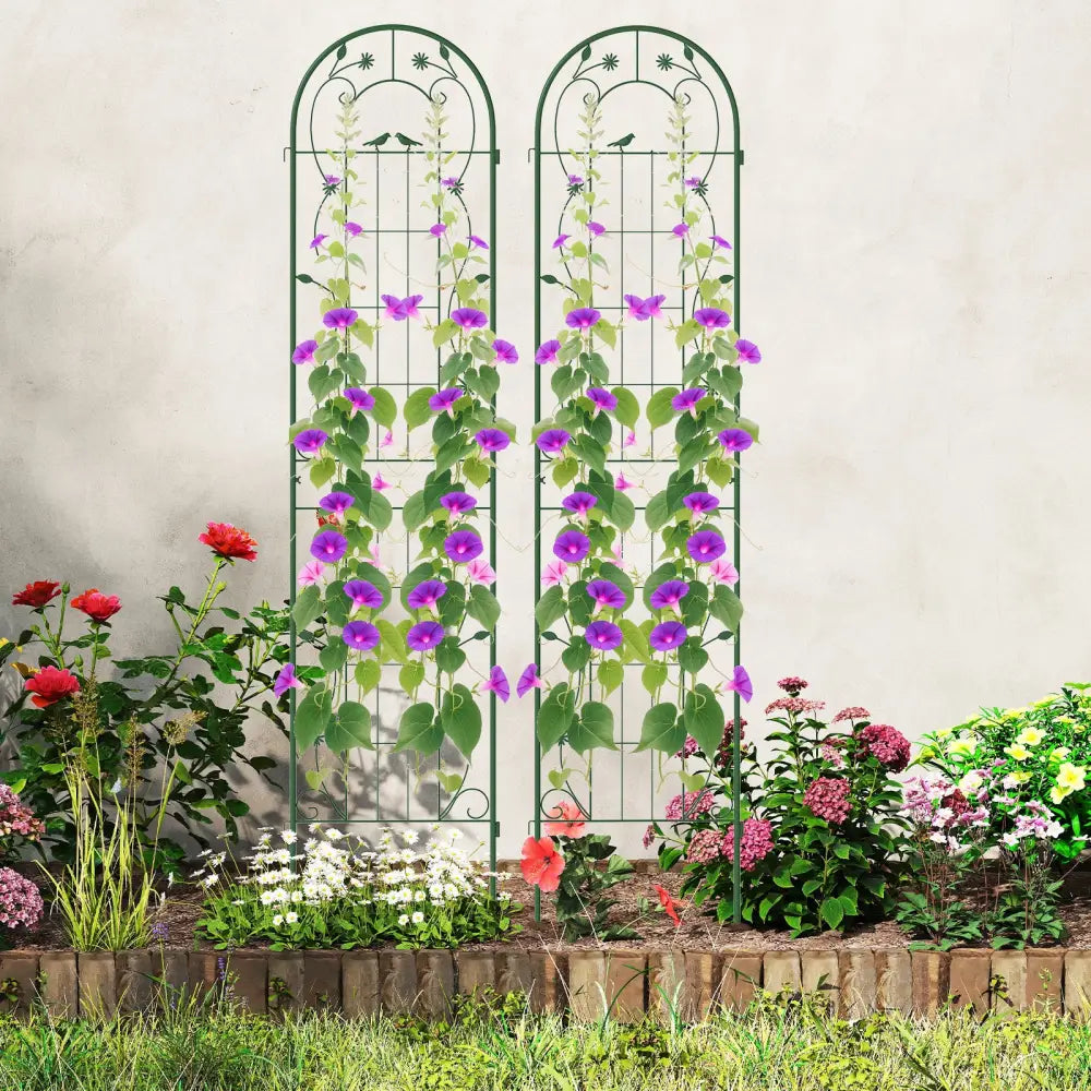 2 Pack 86.5 x 20 Inches Metal Garden Trellis for Climbing Plants-Green - Green - Plant Supports