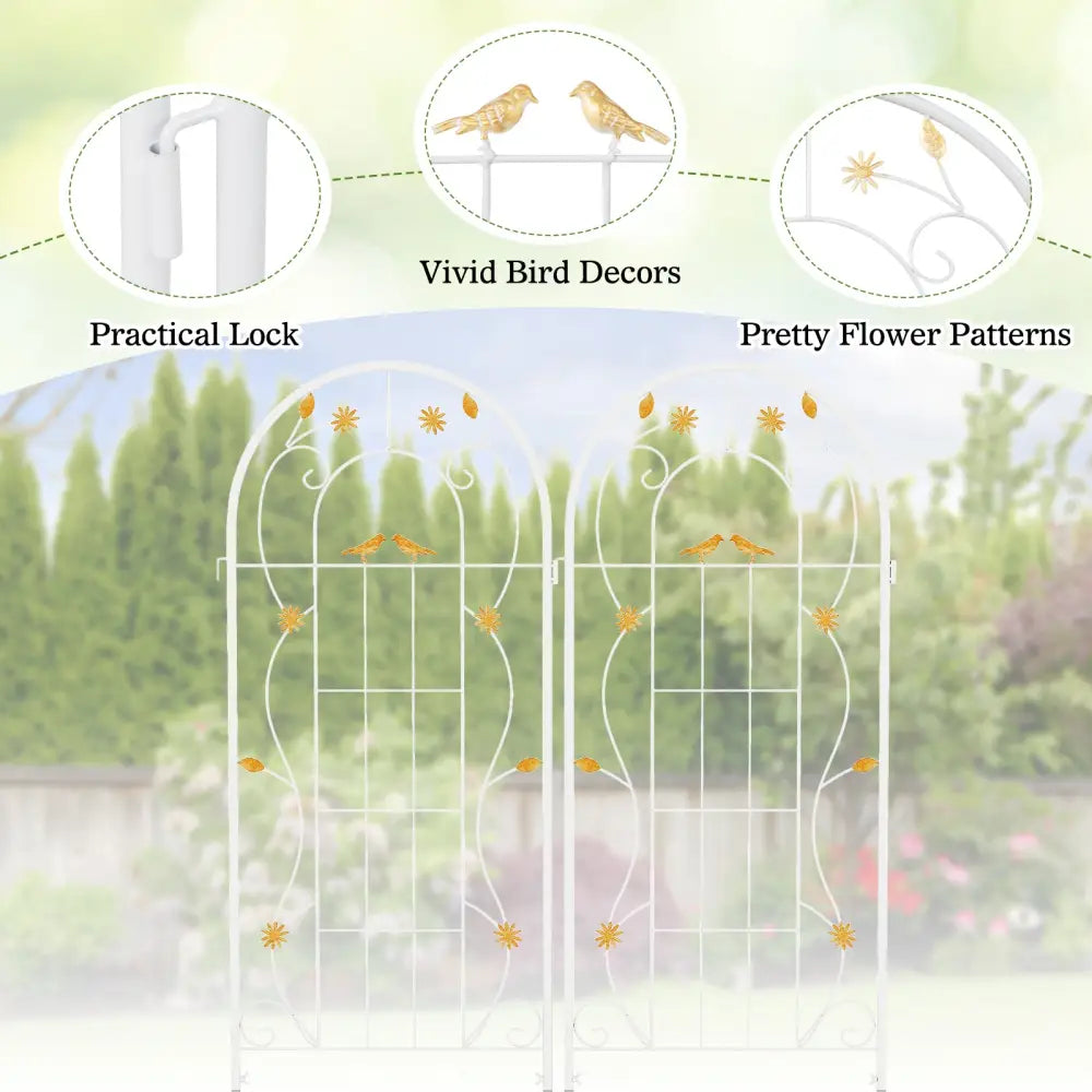 2 Pack 86.5 x 20 Inches Metal Garden Trellis for Climbing Plants-White - White - Plant Supports