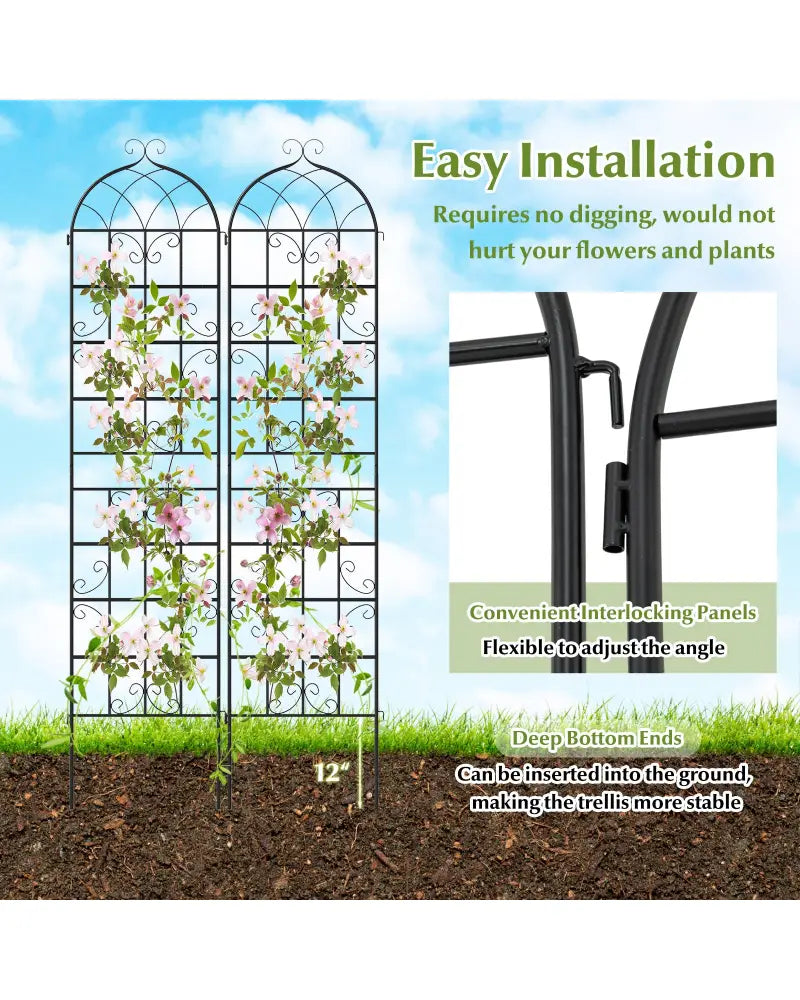 2 Pack 86’’ x 20’’ Metal Garden Trellis for Outdoor Climbing Plants - Plant Supports