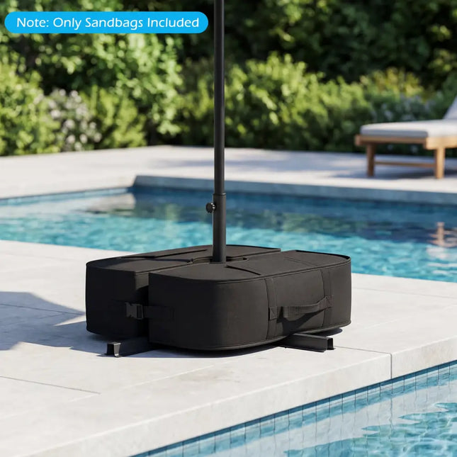 2-Pack 90 LBS Umbrella Base Weight Sandbags-Black - Black - Outdoor Umbrella Bases