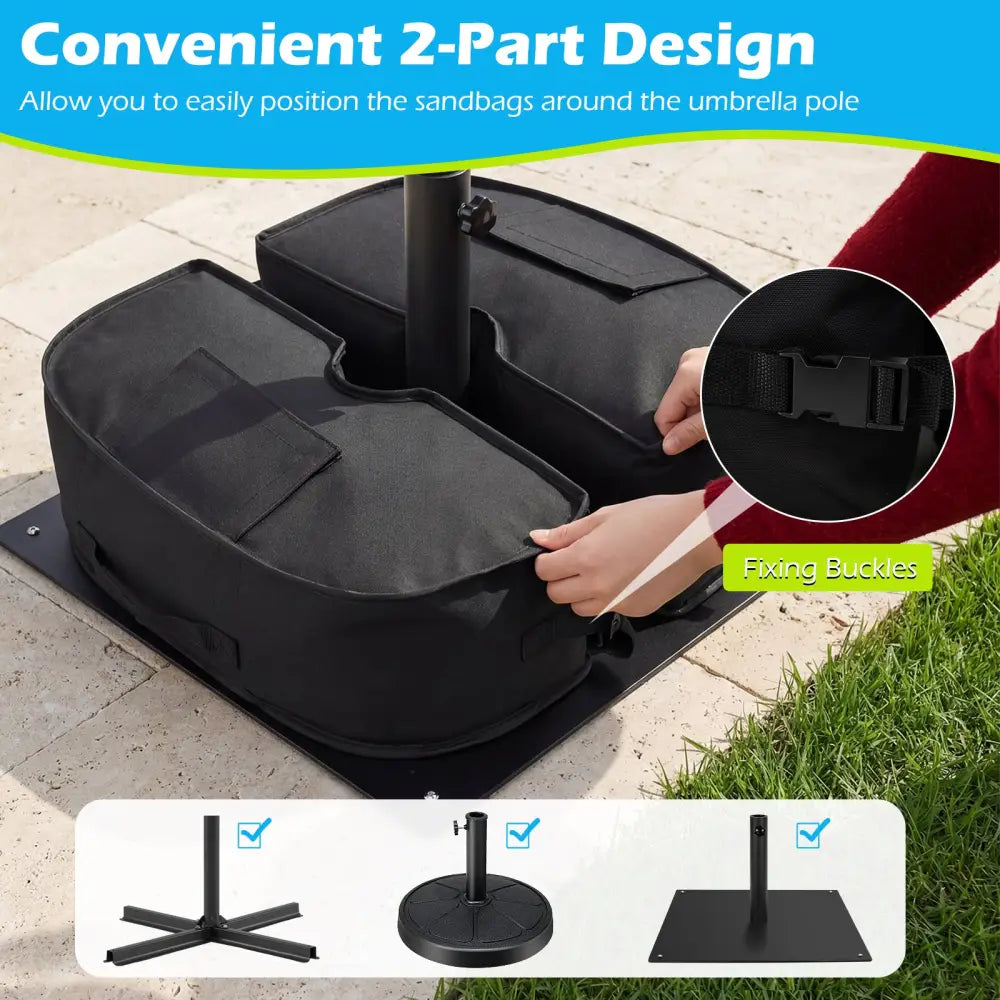 2-Pack 90 LBS Umbrella Base Weight Sandbags-Black - Black - Outdoor Umbrella Bases