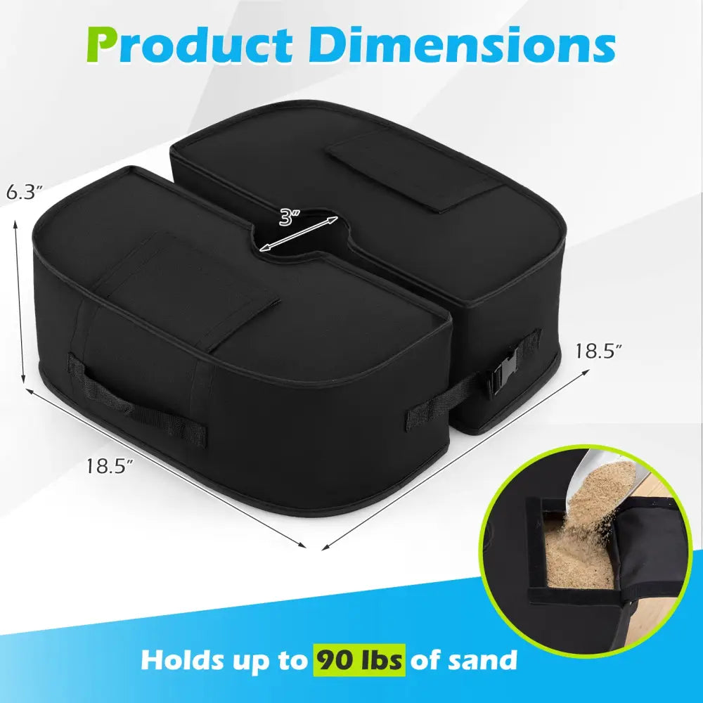 2-Pack 90 LBS Umbrella Base Weight Sandbags-Black - Black - Outdoor Umbrella Bases