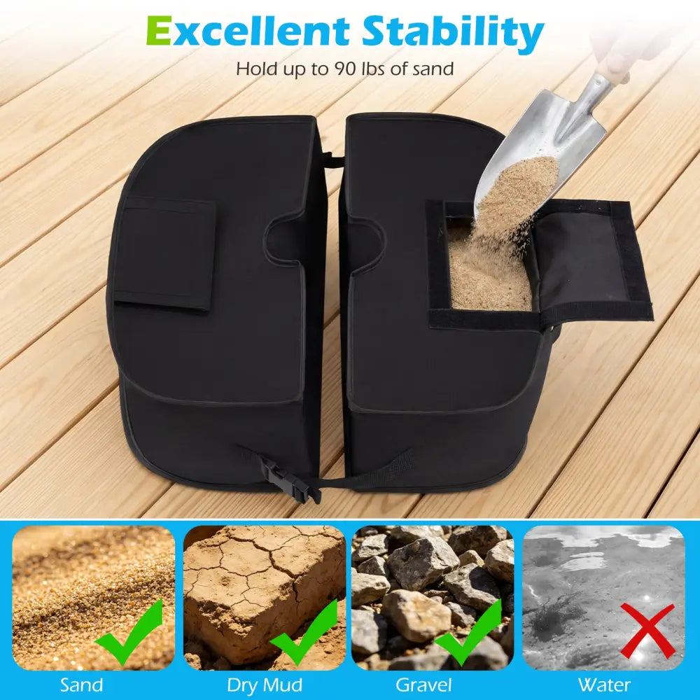 2-Pack 90 LBS Umbrella Base Weight Sandbags-Black - Black - Outdoor Umbrella Bases