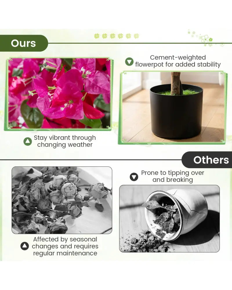 2 Pack Artificial Azalea Trees Faux Floral Plants with Vivid Blooming Flowers - Faux Plants