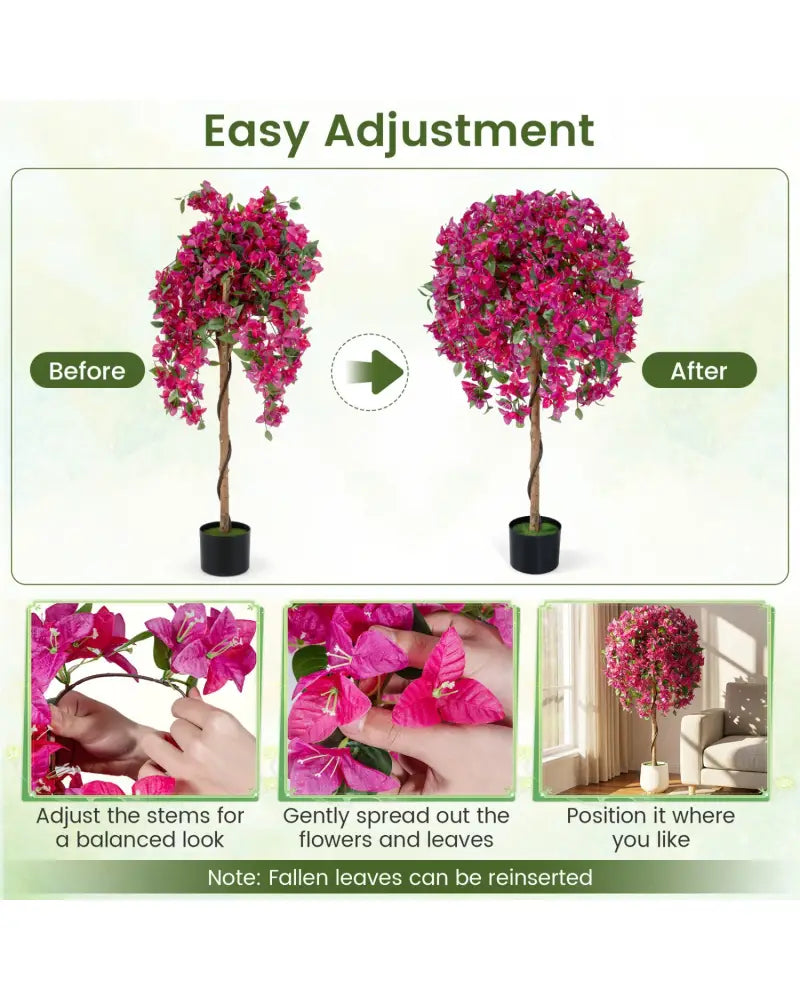 2 Pack Artificial Azalea Trees Faux Floral Plants with Vivid Blooming Flowers - Faux Plants