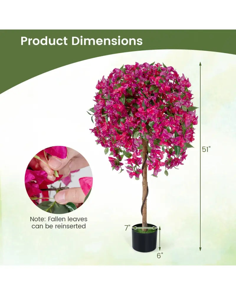 2 Pack Artificial Azalea Trees Faux Floral Plants with Vivid Blooming Flowers - Faux Plants