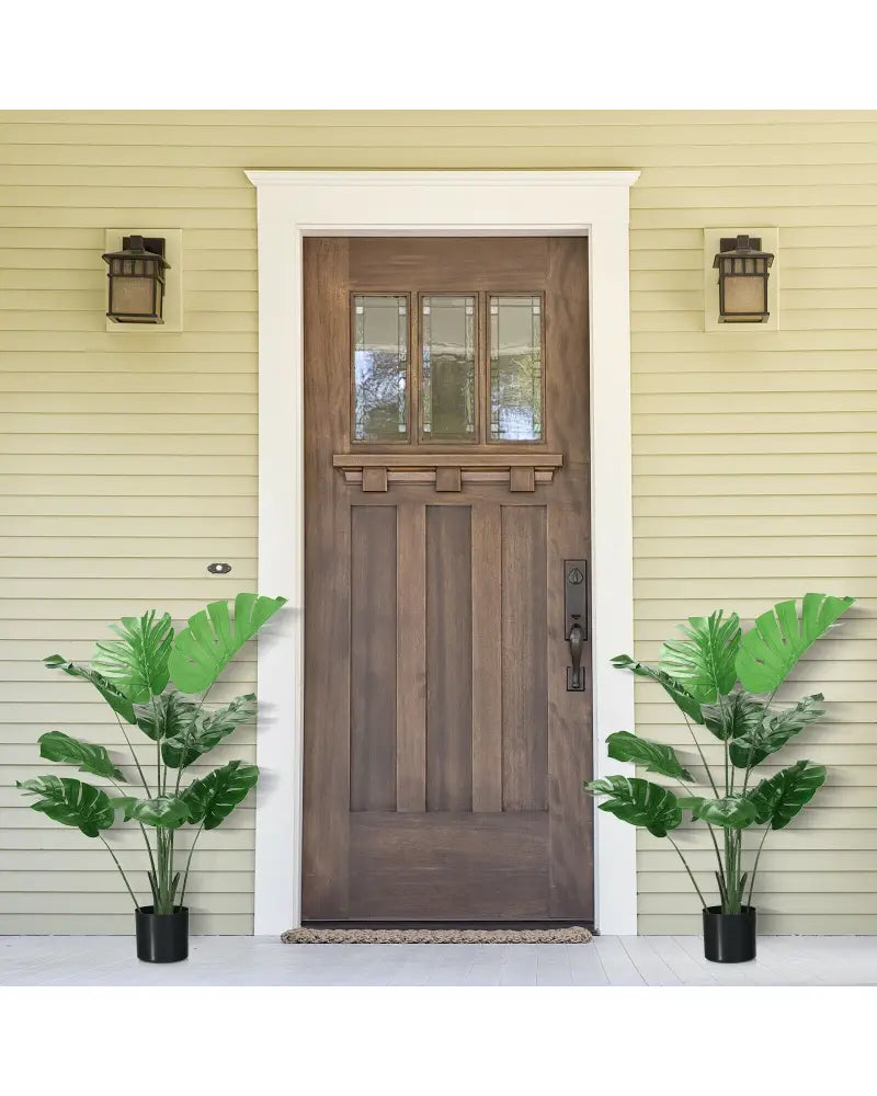 2 Pack Artificial Monstera Deliciosa Tree with 10 Leaves of Different Sizes - Green - Faux Plants