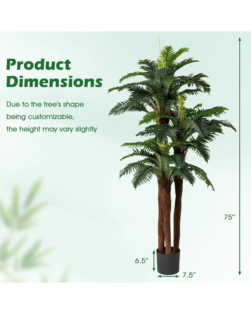 2 Pack Artificial Palm Tree 6.3 ft Tall with Adjustable Leaves - Faux Plants