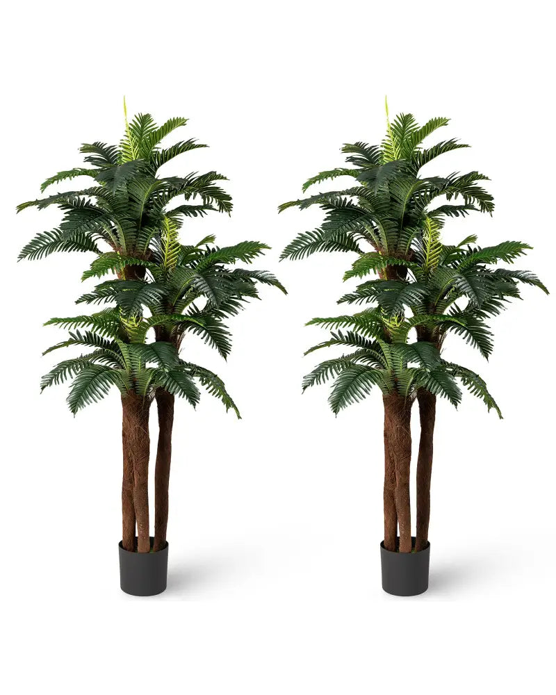 2 Pack Artificial Palm Tree 6.3 ft Tall with Adjustable Leaves - Faux Plants