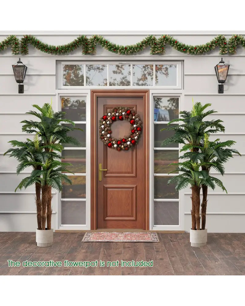2 Pack Artificial Palm Tree 6.3 ft Tall with Adjustable Leaves - Faux Plants