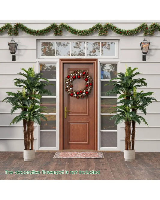 2 Pack Artificial Palm Tree 6.3 ft Tall with Adjustable Leaves - Faux Plants