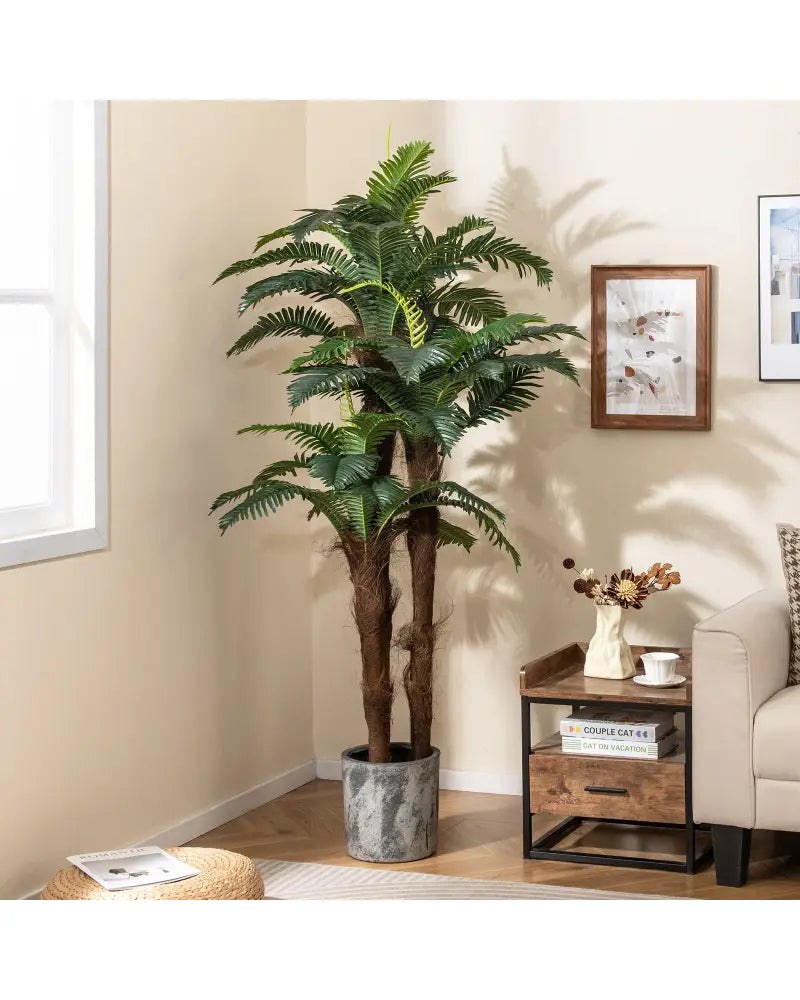 2 Pack Artificial Palm Tree 6.3 ft Tall with Adjustable Leaves - Faux Plants