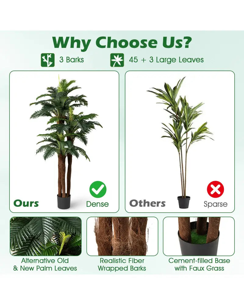 2 Pack Artificial Palm Tree 6.3 ft Tall with Adjustable Leaves - Faux Plants