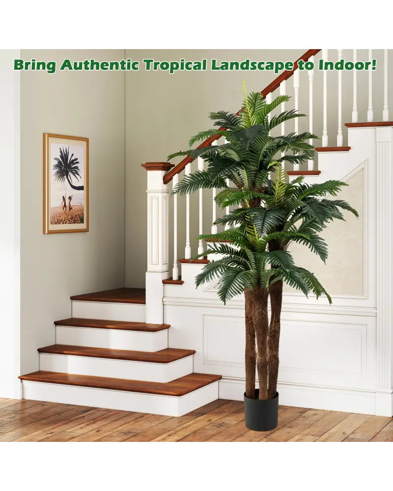 2 Pack Artificial Palm Tree 6.3 ft Tall with Adjustable Leaves - Faux Plants