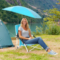 2 Pack Beach Umbrella Chair for Adults with Adjustable Parasol-Blue - Blue - Beach & Lawn Chairs